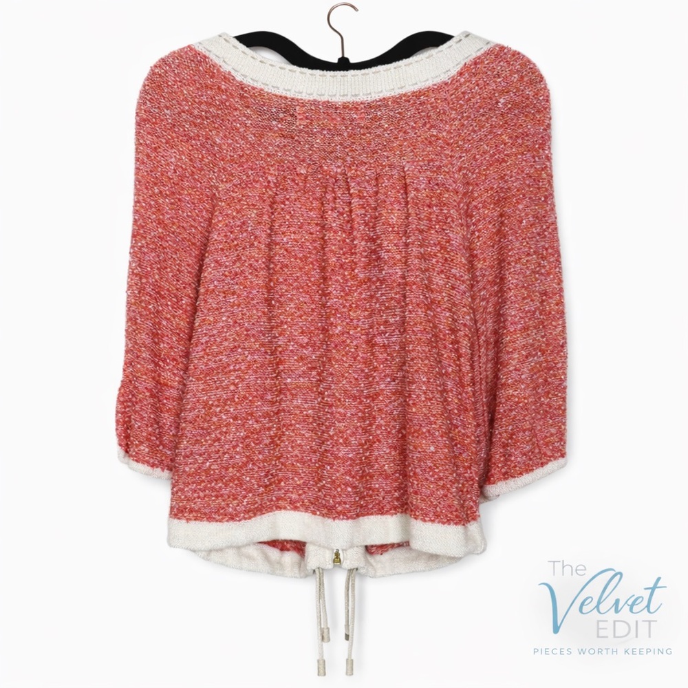 Curio Knit Sweater Jacket Small | Coral Bouclé Zip Front Boutique Jacket - Picture 2 of 6